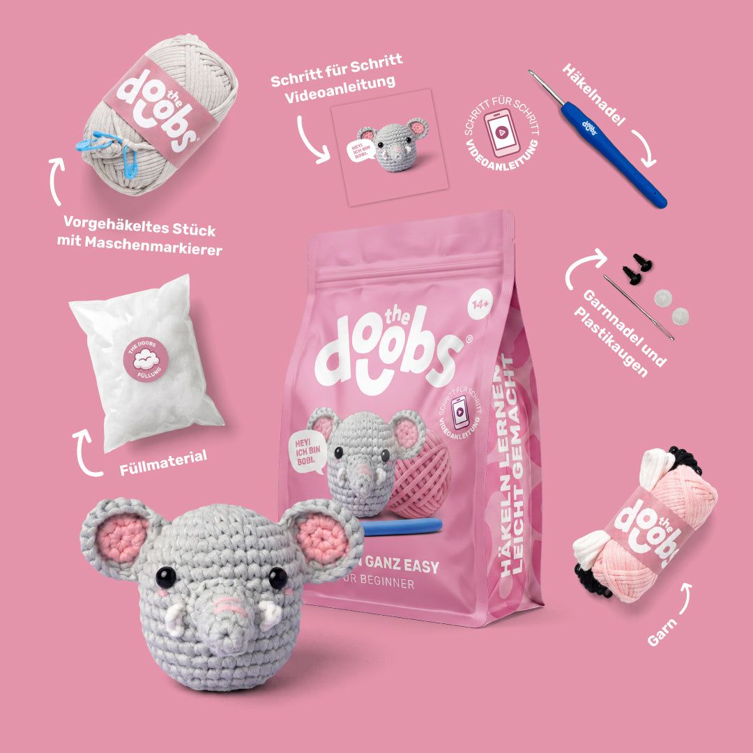 Bobi der Elefant | Häkel-Set
